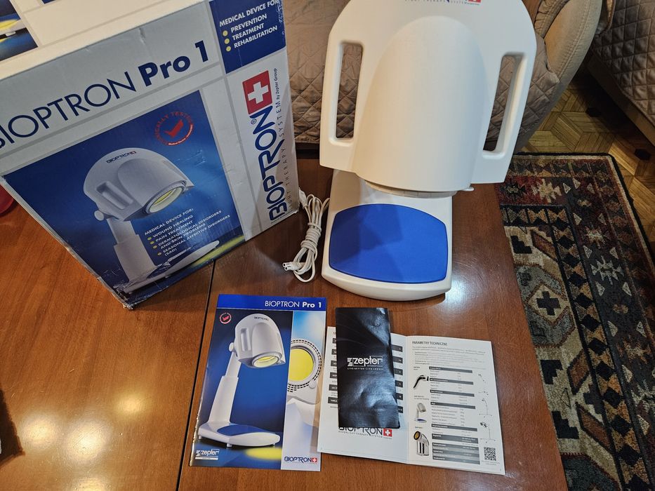 Lampa Bioptron Pro 1 na statywie stołowym Zepter-gwarancja-b.ładny sta