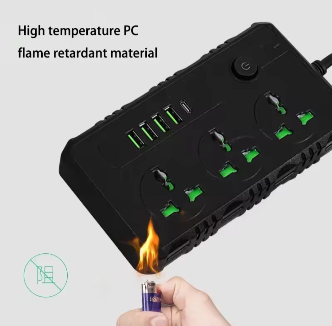 Подовжувач з розетками, USB та Type-C-адаптером 2м