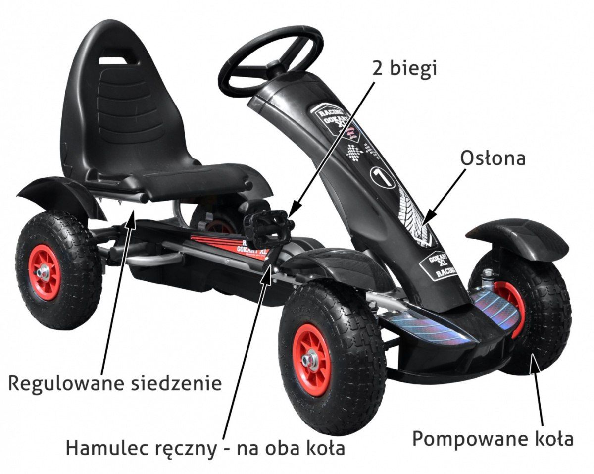 +Popowane koła +Max 50Kg  Quad Gokart na pedały dla dzieci 3-8 lata