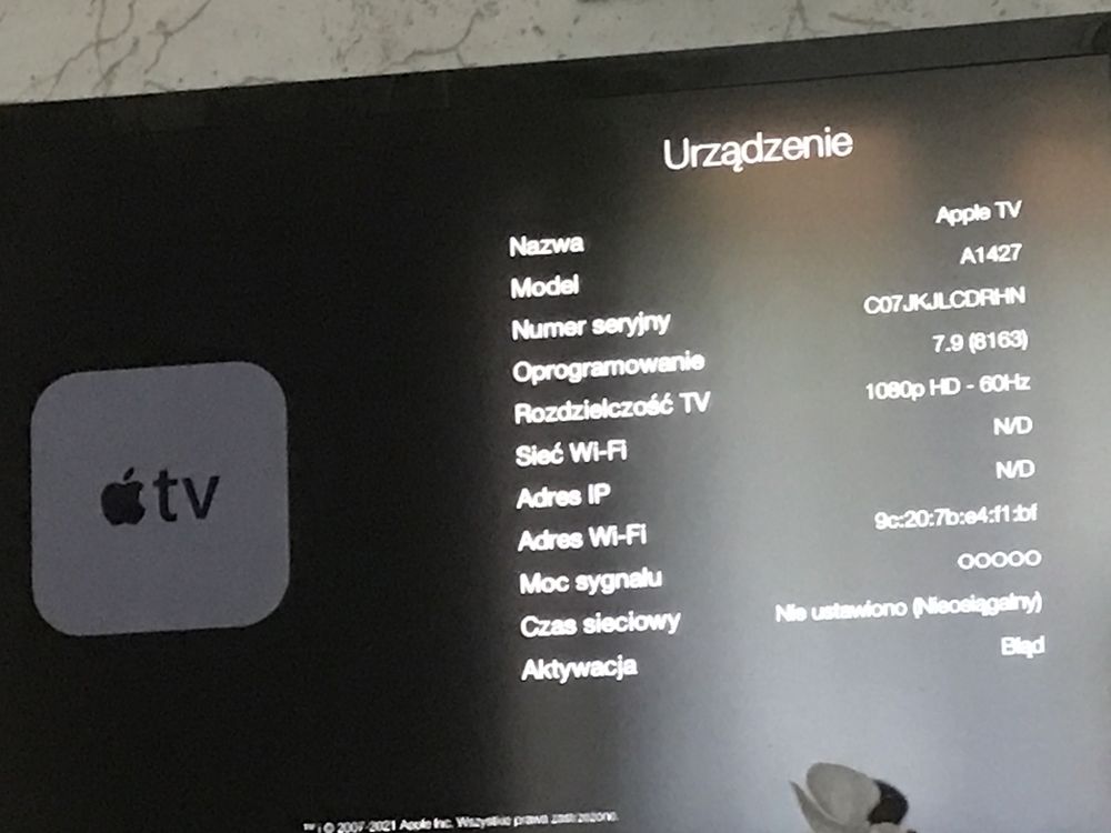 Apple TV model a1427
