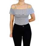 Prążkowane body z falbaną i cienkimi ramiączkami XS 34 Topshop