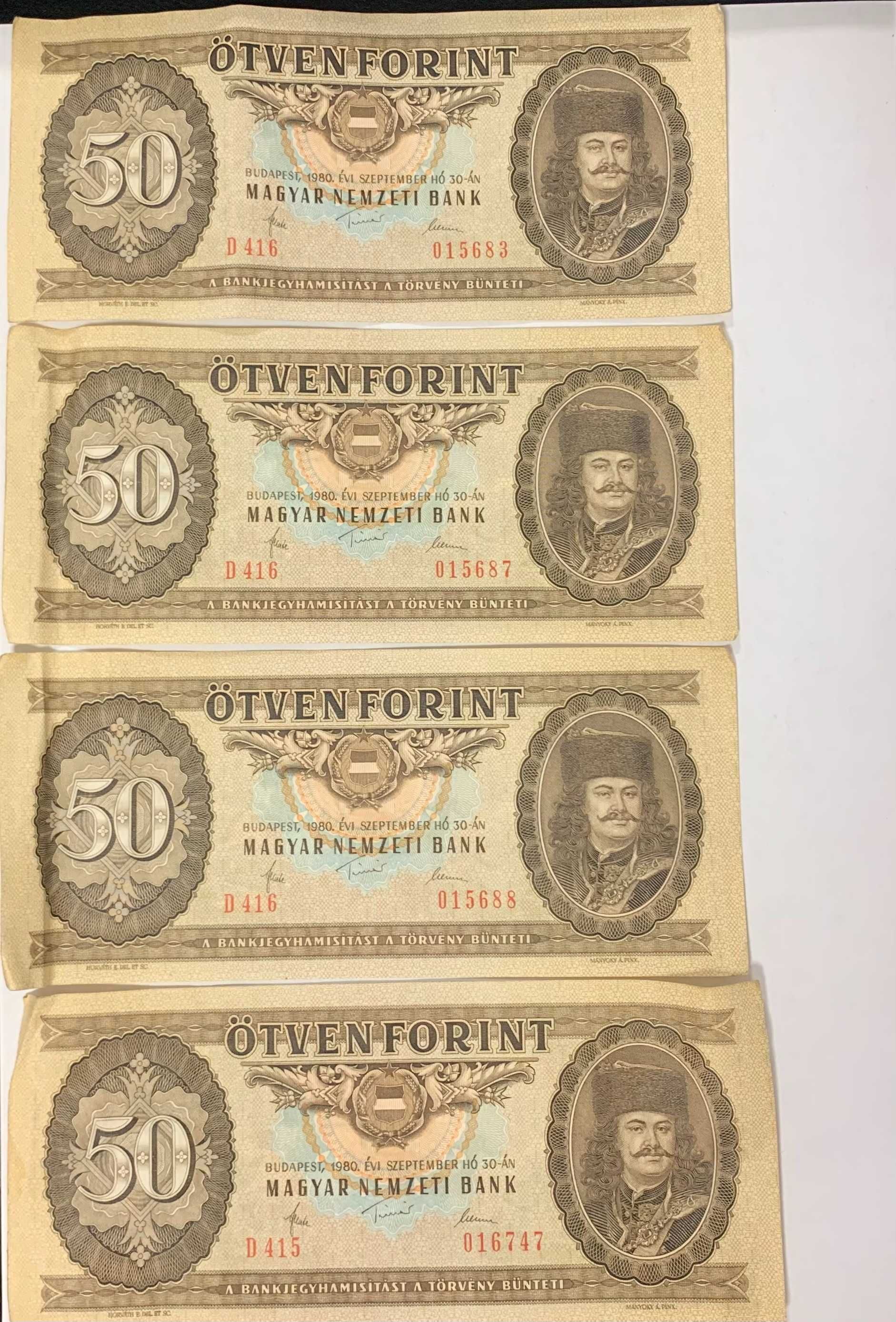 Banknoty 50 Forintów Węgierskich