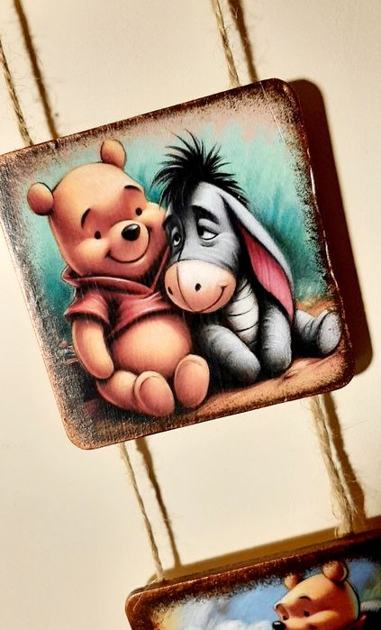 Zawieszki na ścianę ręcznie zdobiony prezent rękodzieło Kubuś Puchatek