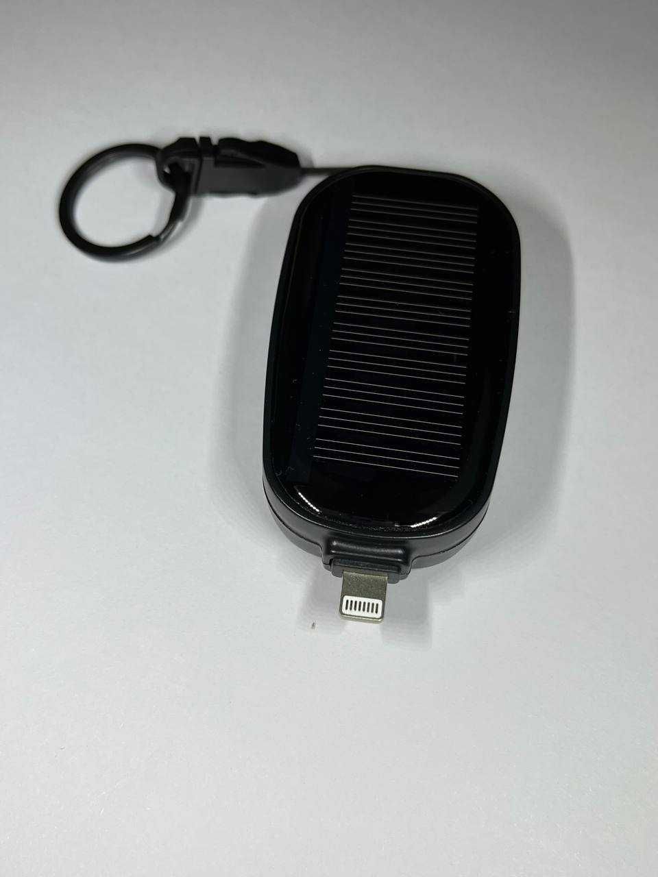 Брелок павербанк + сонячна панель, 1500мАг, Type-C Micro-USB Lightning