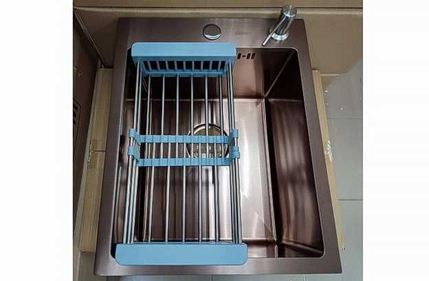 Кухонна мийка Handmade PVD бронза 40*50/22  корзина та дозатор в компл