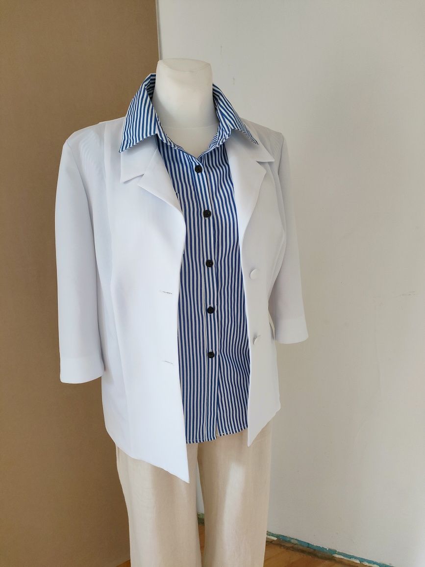 Biały elegancki żakiet marynarka Vintage M L