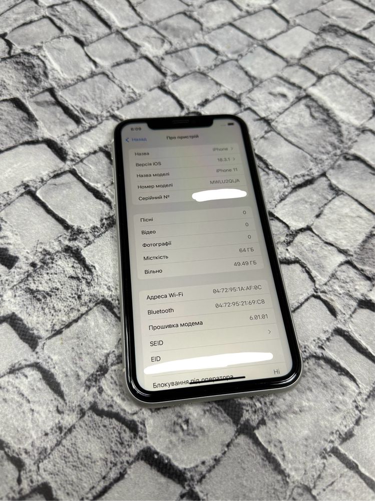 Iphone 11 64gb neverlock White Global 240$