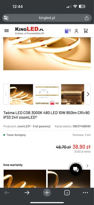 Nowe taśmy LED COB - Okazja, pozostałość po remoncie