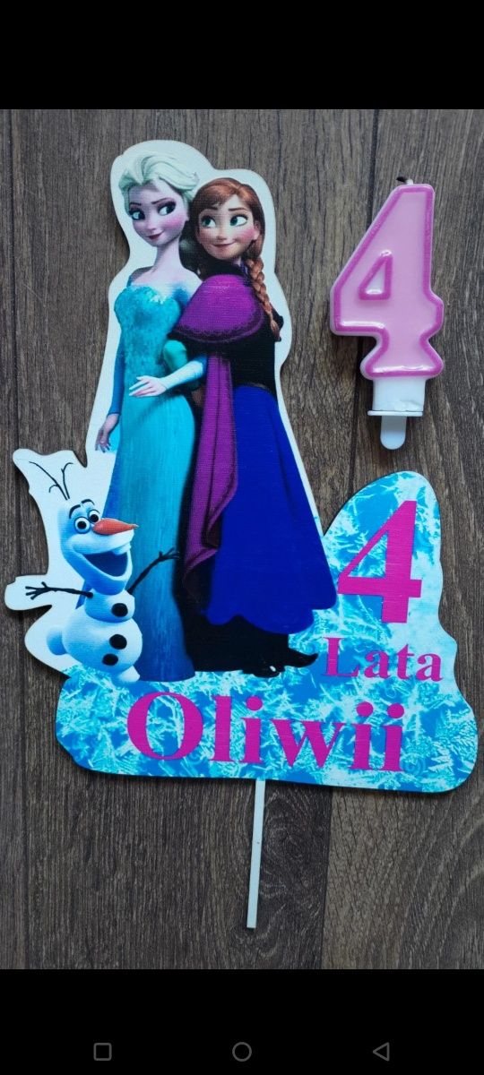 Topper na tort i świeczka Oliwia 4 lata
