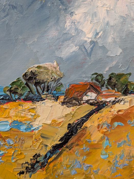 Quadro pintado á óleo sobre tela colada em cartão, 20x20cm