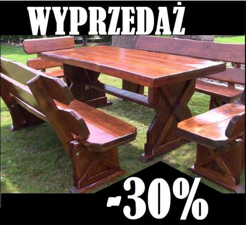 SOLIDNE -30% RABAT Meble Ogrodowe Drewniane MASYWNE Ławka Fotel Stół
