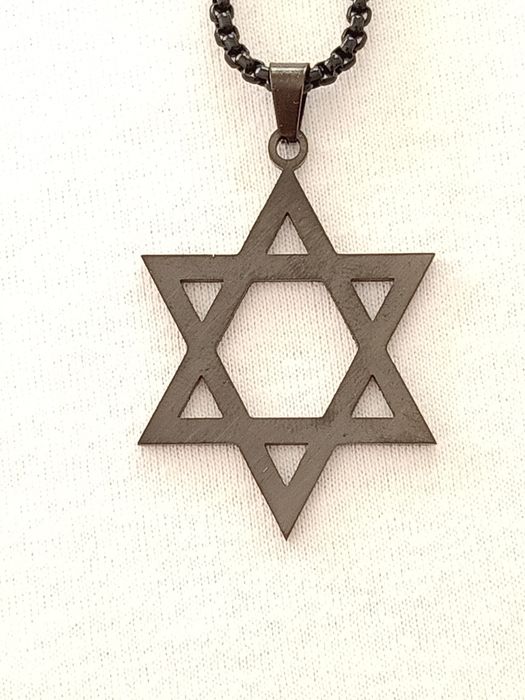 Nowy naszyjnik z gwiazdą Dawida w kolorze czarnym, wisiorek zawieszka