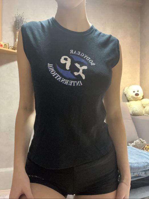 Чорна унісекс майка з принтом