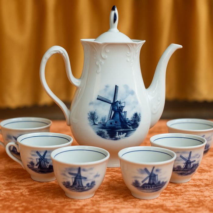 Вінтажний кавовий сервіз Полтавський фарфоровий завод, 7 предметів