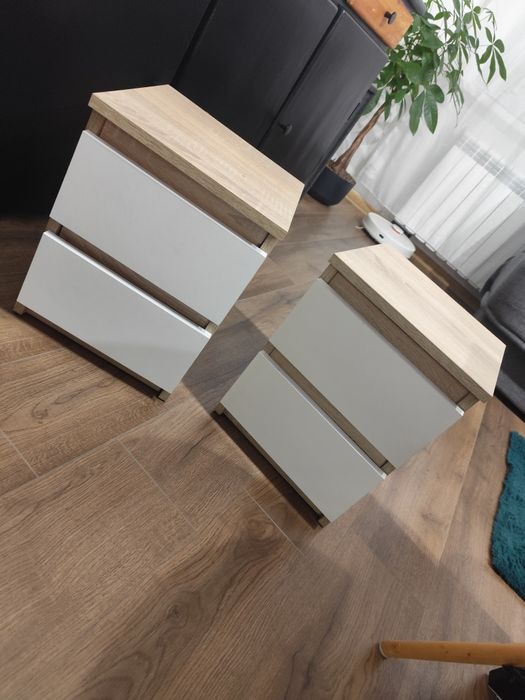 Stoliki nocne dąb sonoma biały komplet