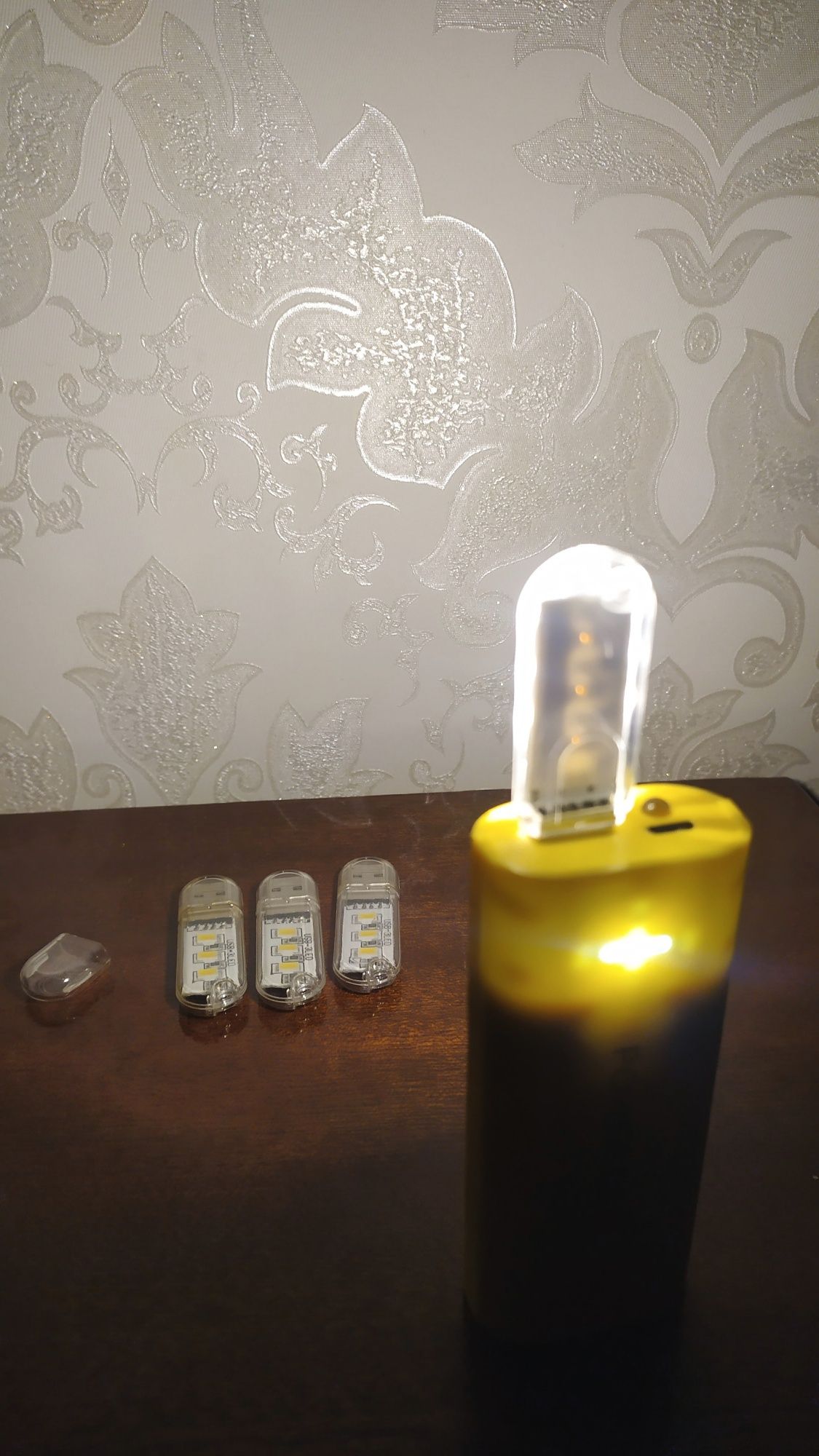 USB світильник LED, юсб свічка, 3 діоди, ночник, USB фонарик флешка