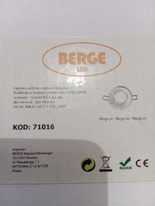 Oprawa oświetleniowa sufitowa szklana BERGE kod 71016