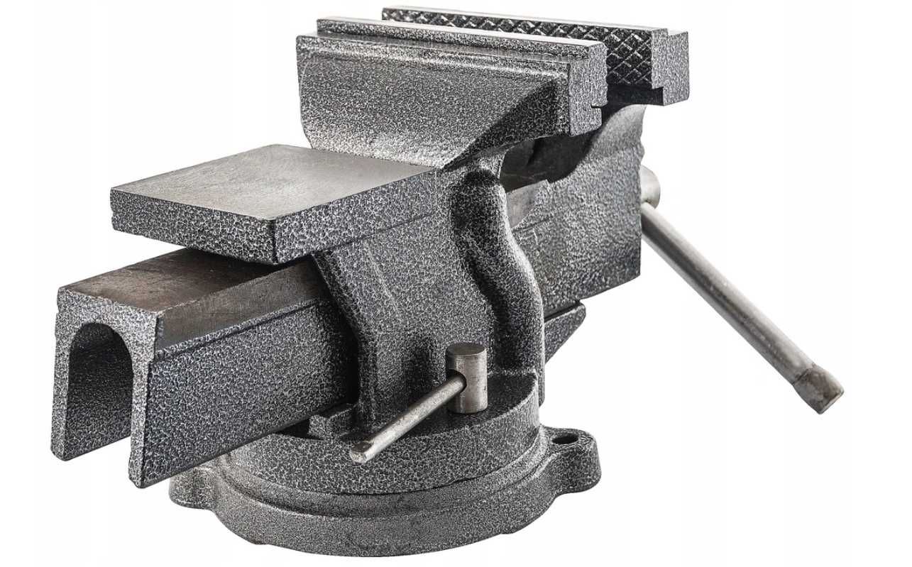 Solidne Imadło ślusarskie obrotowe 125mm, żeliwne, 8kg, z kowadłem