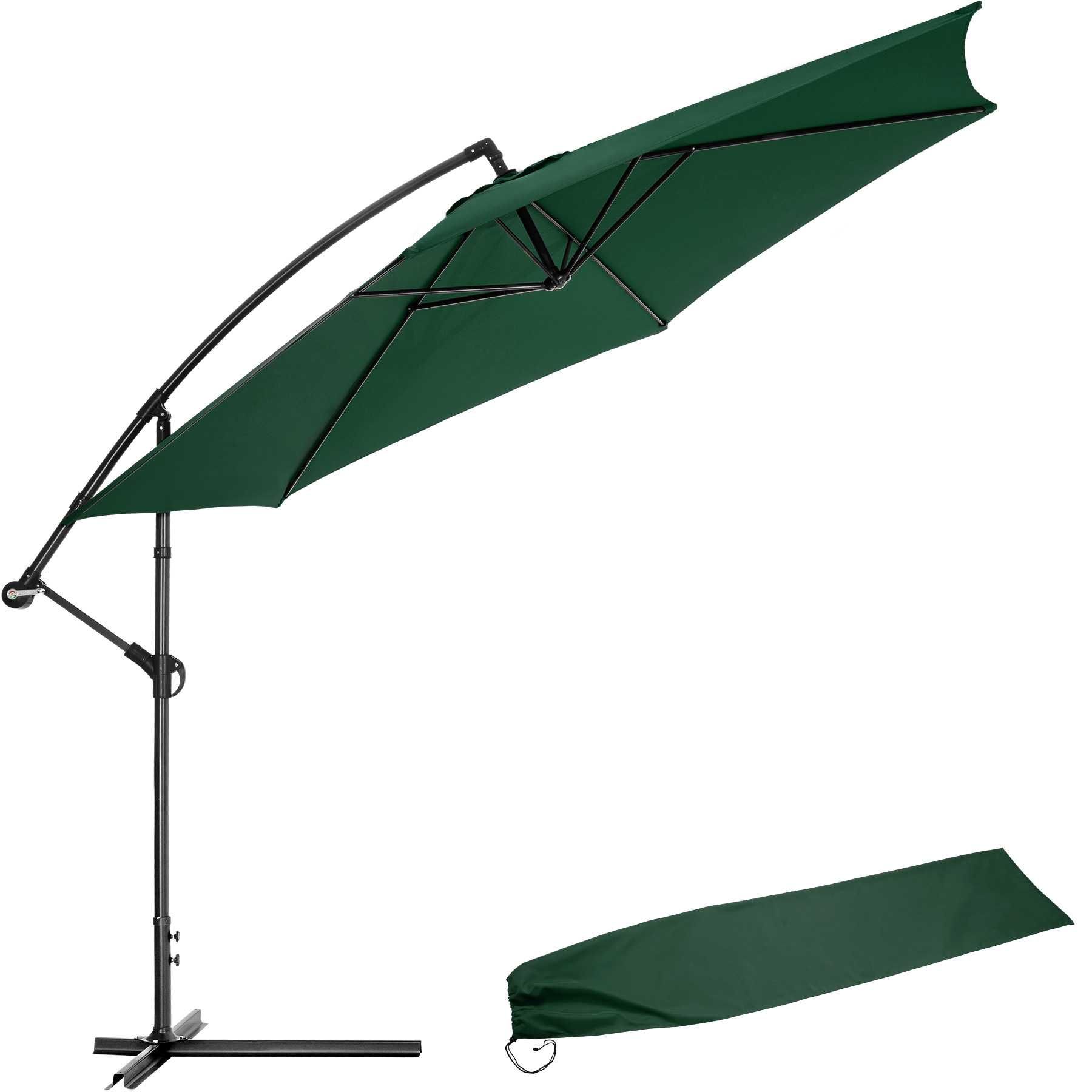 Parasol ogrodowy 350cm z pokrowcem szary/zielony/beżowy OUTLET