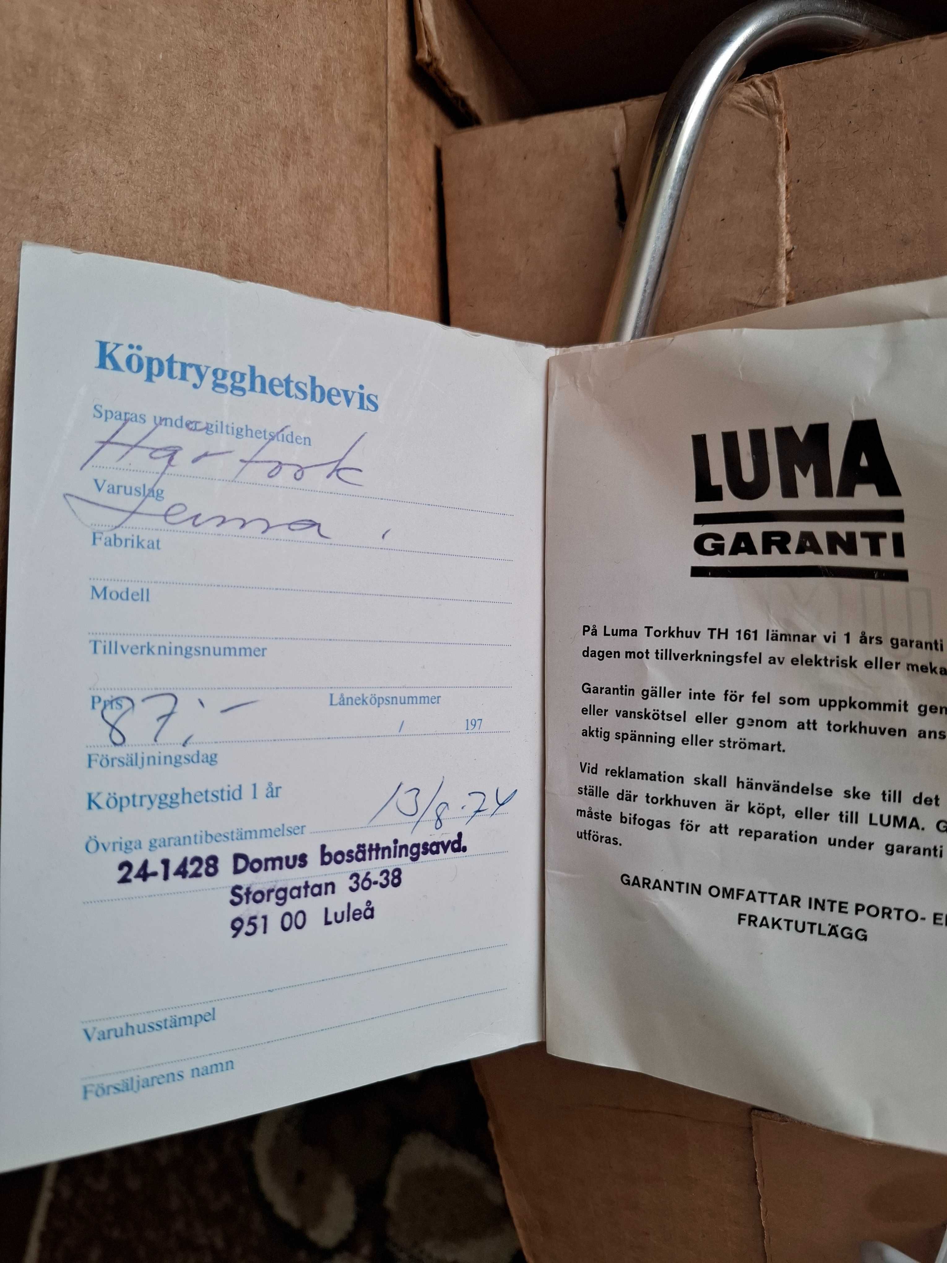 suszarka tunelowa do wlosow luma turkhuv 1974 r.
