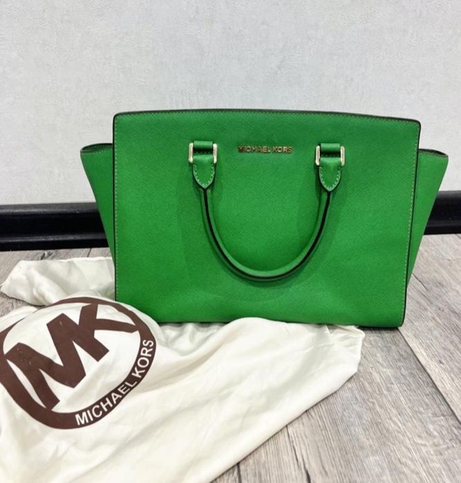 Сумка тоут michael kors selma large satchel зеленого кольору