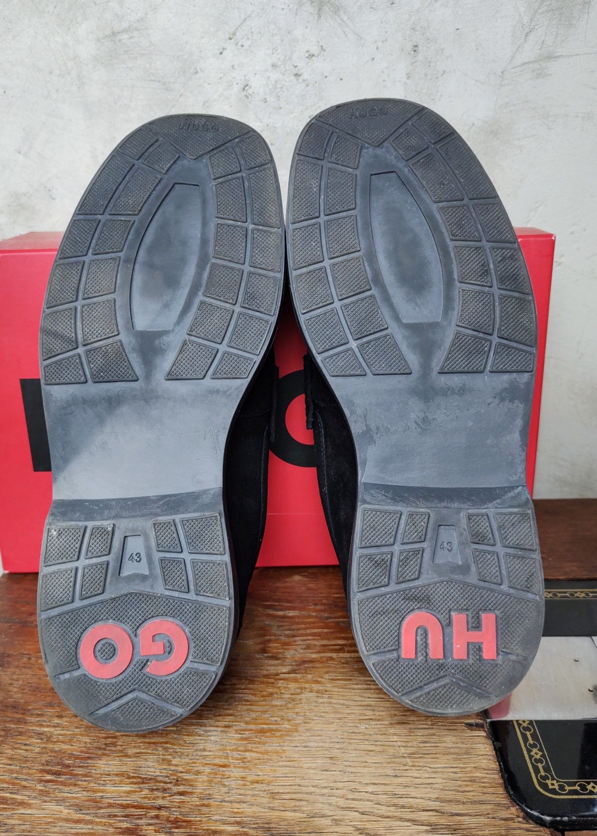 HUGO__buty / mokasyny (43 / 27,5cm) męskie loafers czarne  wesele lato