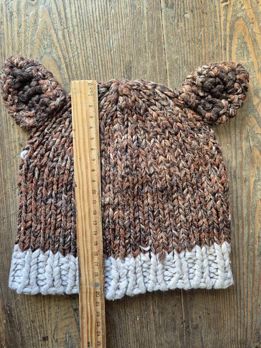 Czapka zimowa vintage młodzieżowa dziecięca brązowy miś z uszami