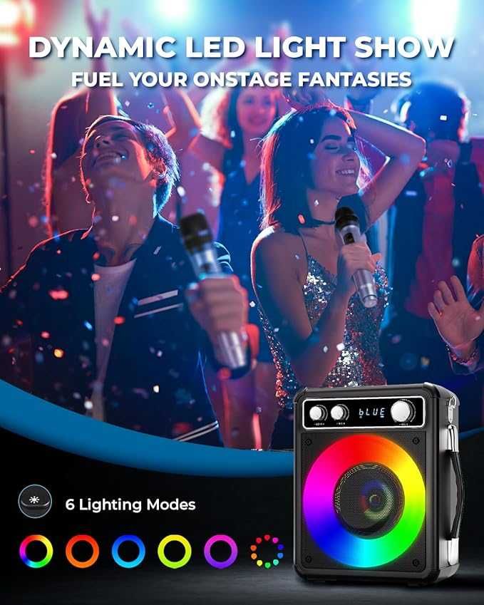 Głośnik Bluetooth Maszyna do karaoke VOSOCO T-03 z dwoma mikrofonami