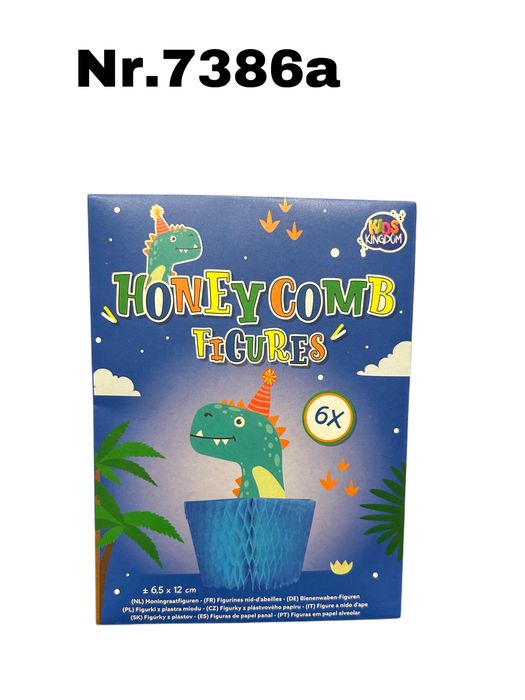 Papierowe dekoracje na tort, przyciecia plaster miodu 6szt nr.7386a