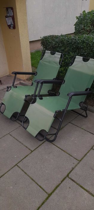 Leżaki metalowe zielone 2 szt Odbiór  Osobisty