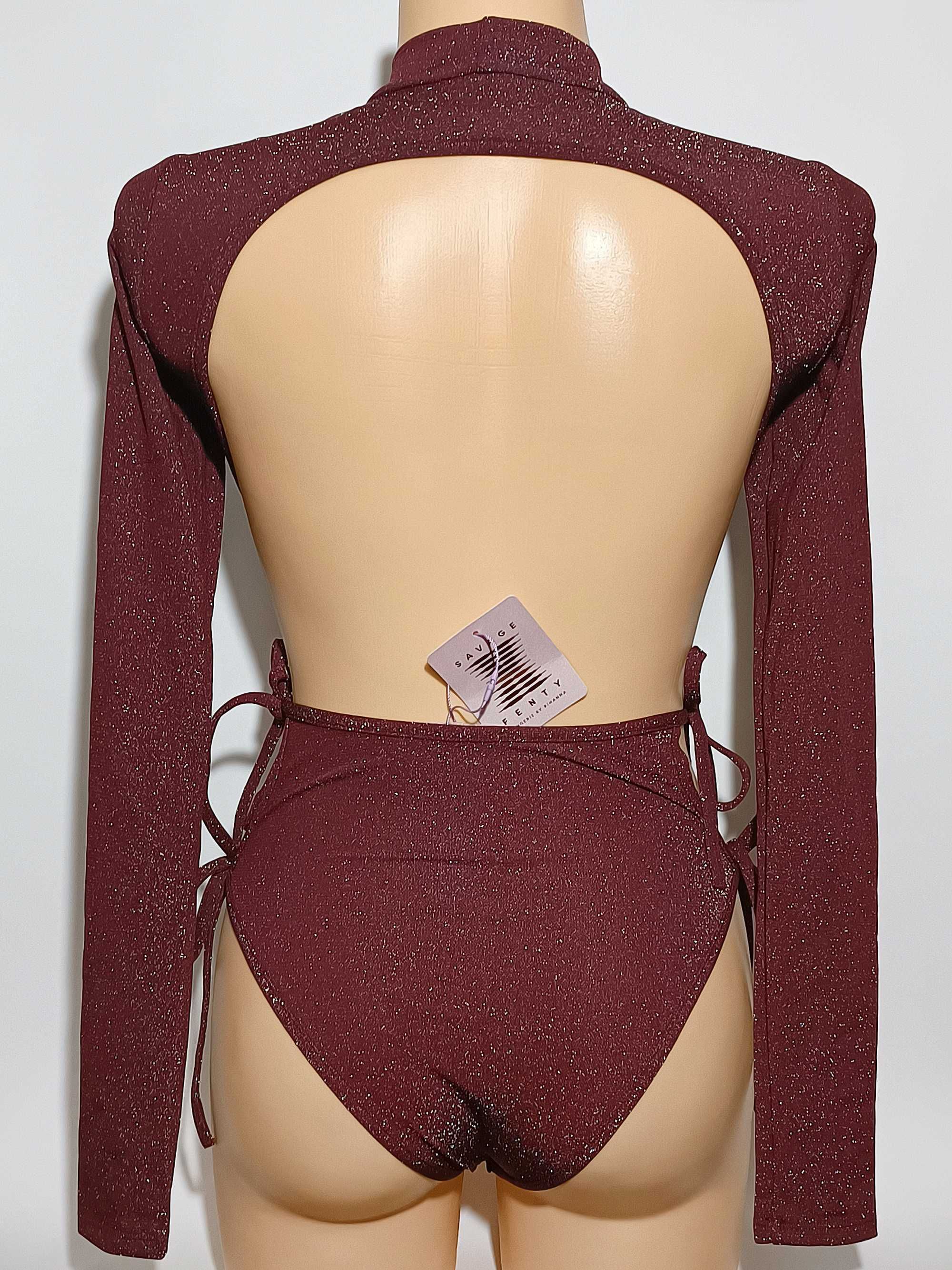 Savage X Fenty Śliczne Nowe Body damskie bordowe błyszczące Nowe S