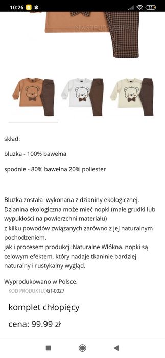 Elegancki komplet 74 np. do chrztu (bluzka i spodnie)