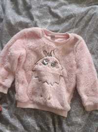 Bluza pudrowy róż futerkowa sweter