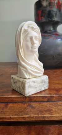 Rzeźba popiersie Matki Boskiej Madonny Wlochy Alabaster Antyk