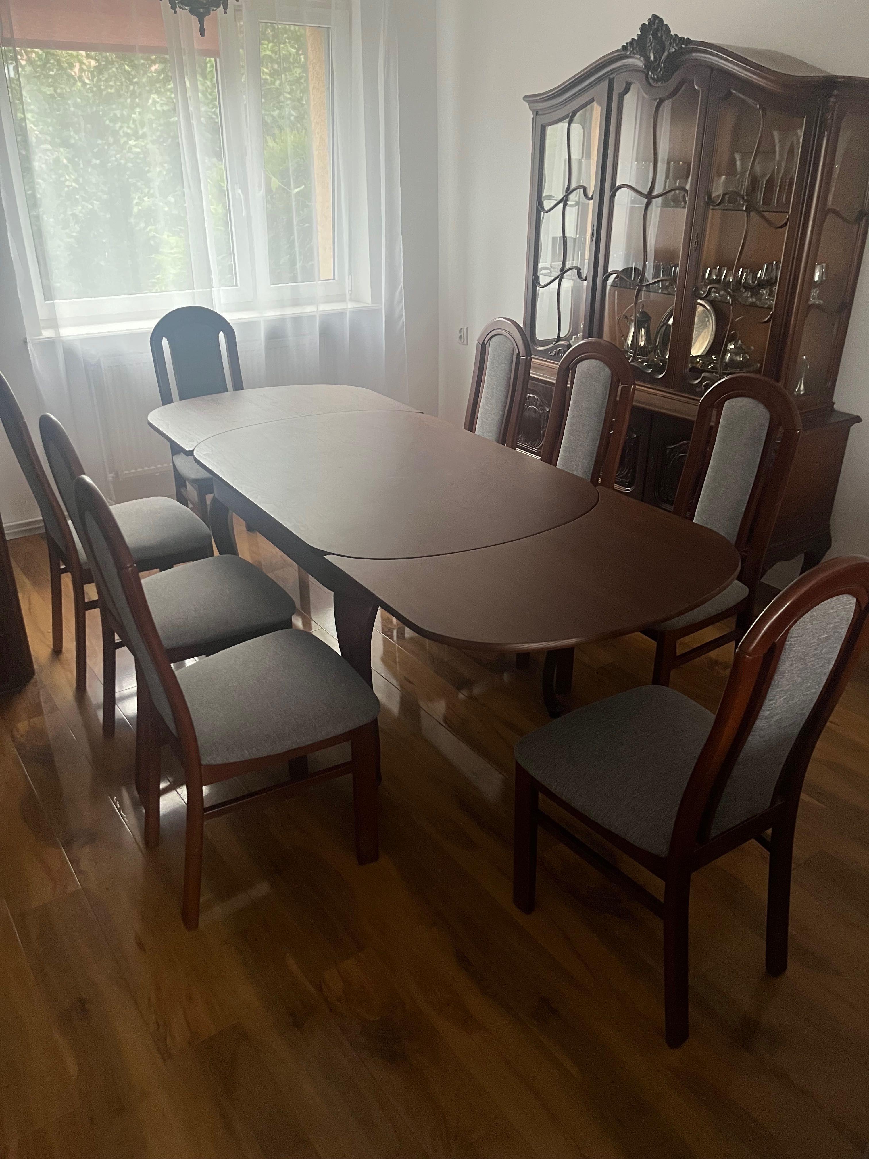 Stół rozkładany drewniany + 8 krzeseł