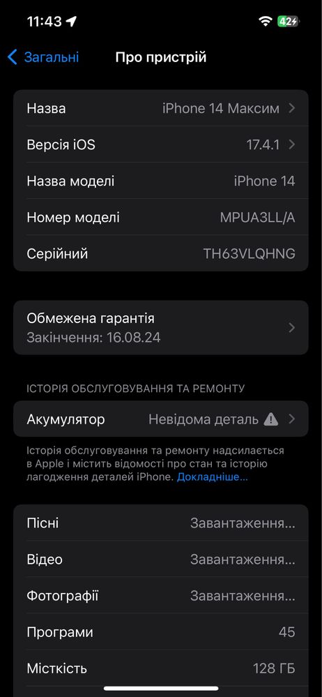 Iphone 14 128 gb midnight esim