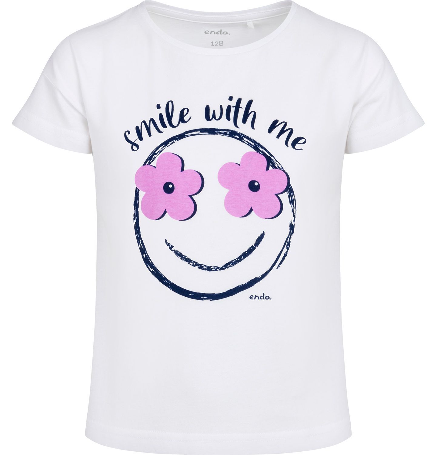T-shirt Koszulka dziewczęca Bawełna 110 biały Keep Smile Endo