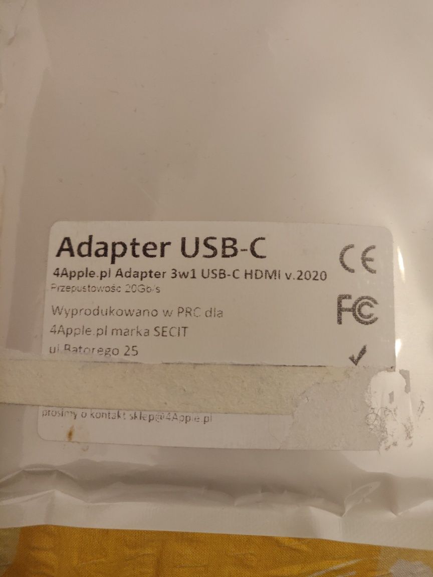 Adapter 3w1 HUB USB-C 4K 60Hz USB Thunderbolt dla Apple