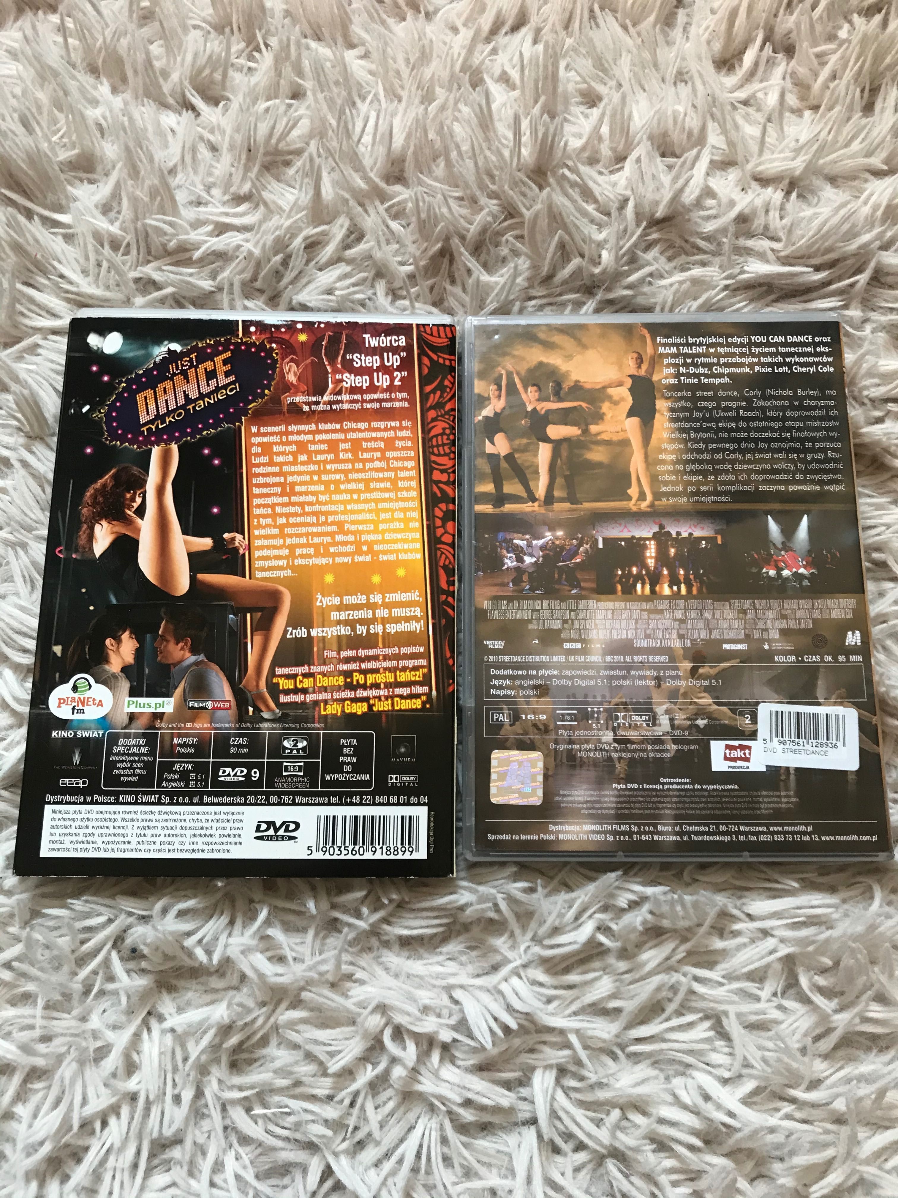 Dwa filmy taneczne płyty dvd Just dance tylko taniec Street dance