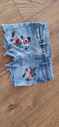 Spodenki jeans dziewczece 104 kwiaty jak next zara h&m