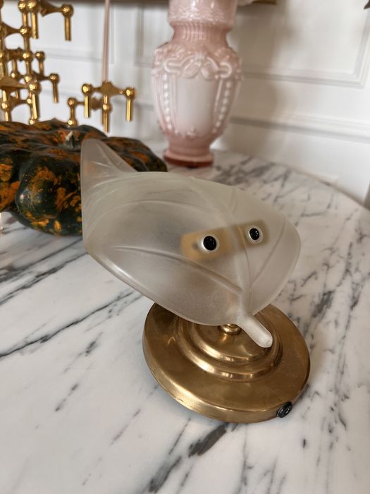 Kinkiet murano liść 1950 mosiądz szkło włoskie Włochy midcentury