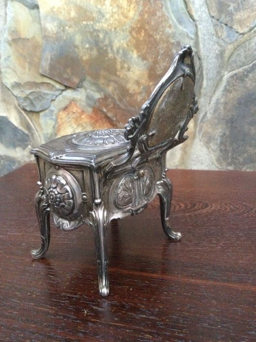 Caixa Guarda jóias Espelho Biselado Arte Nova França Marcado