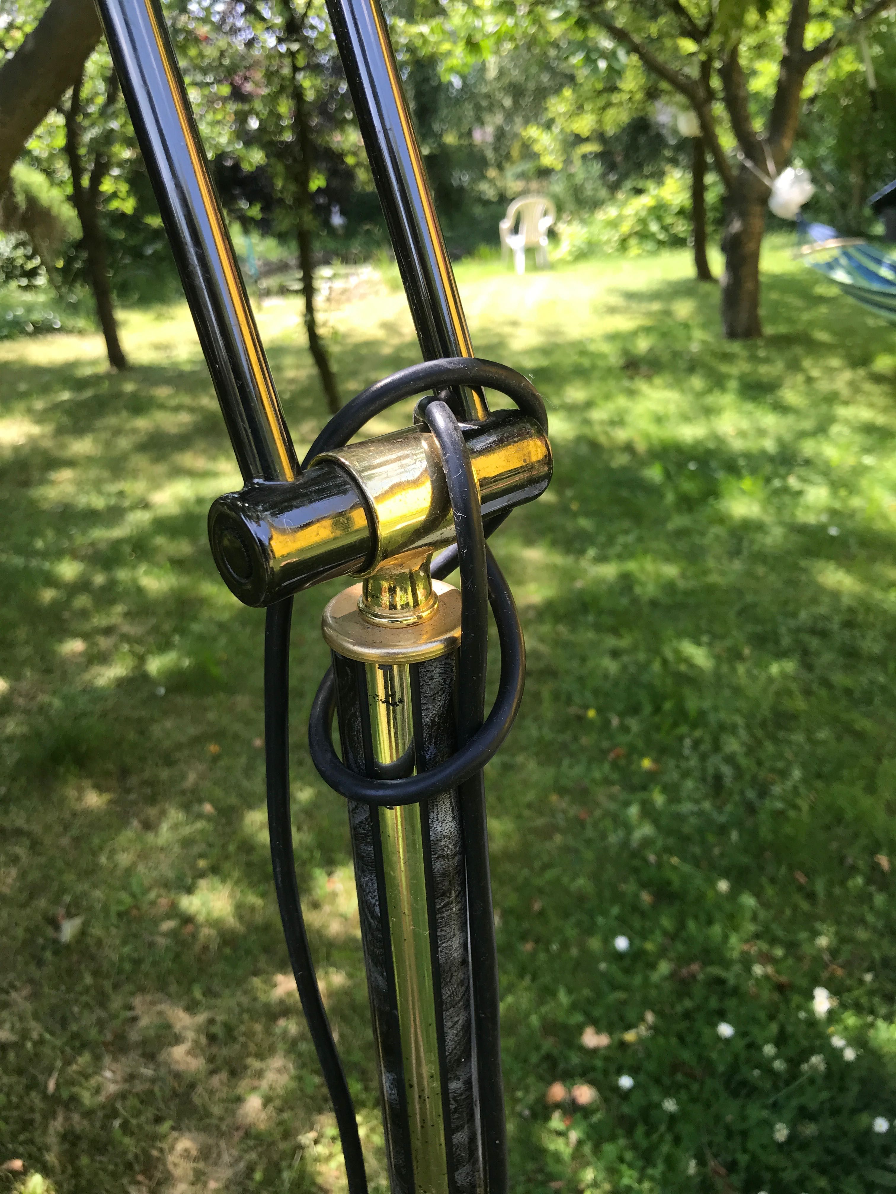 Lampa stojąca wysoka grafitowo-zlota