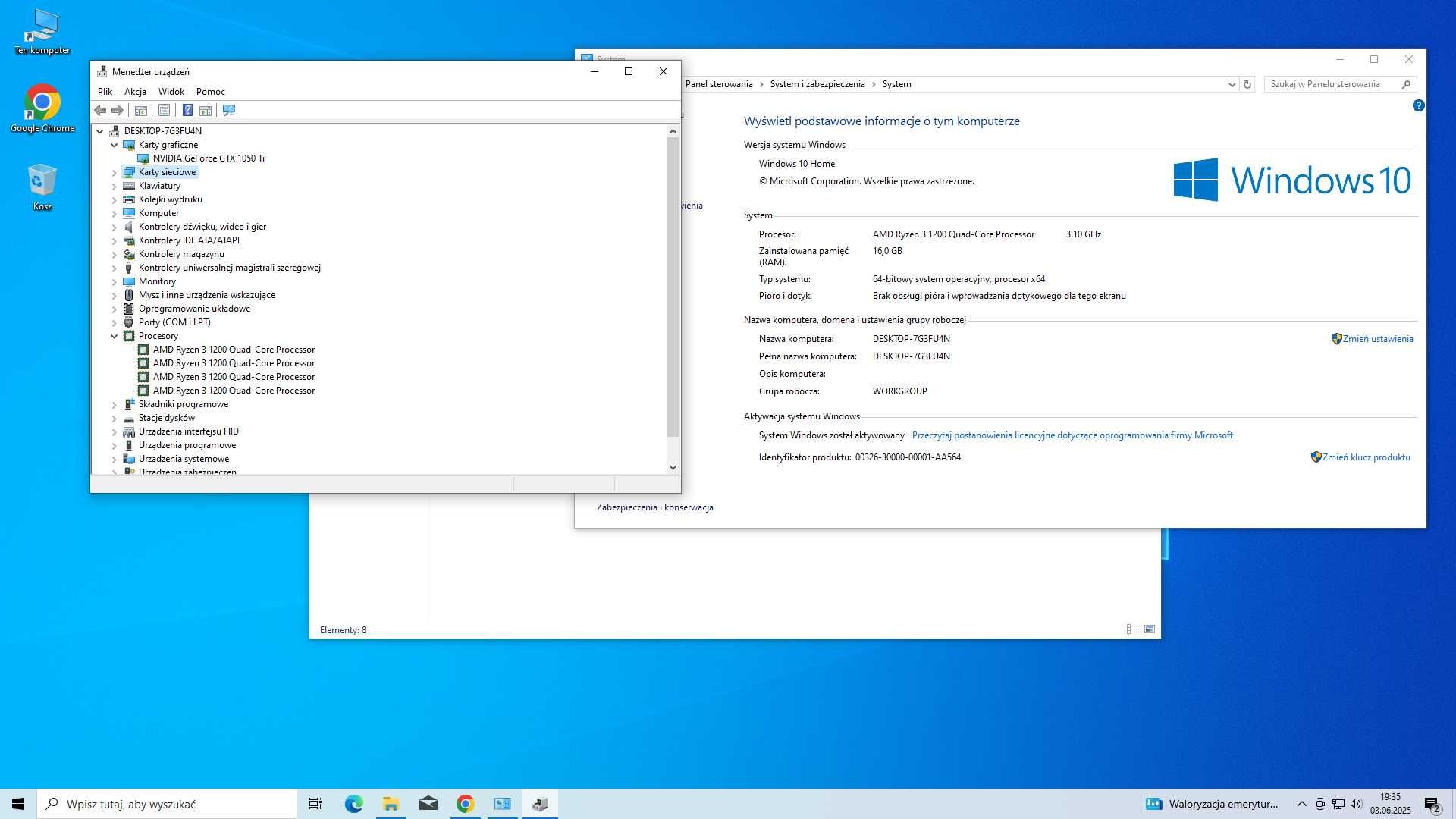 Komputer GTX 1050 Ti + Monitor LCD 18,5" Samsung SyncMaster 933SN
