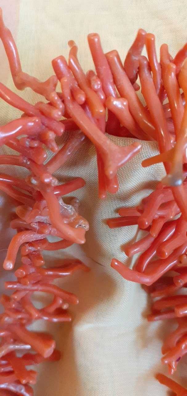 Винтажная нить натуральных красных кораллов-веточек. Италия