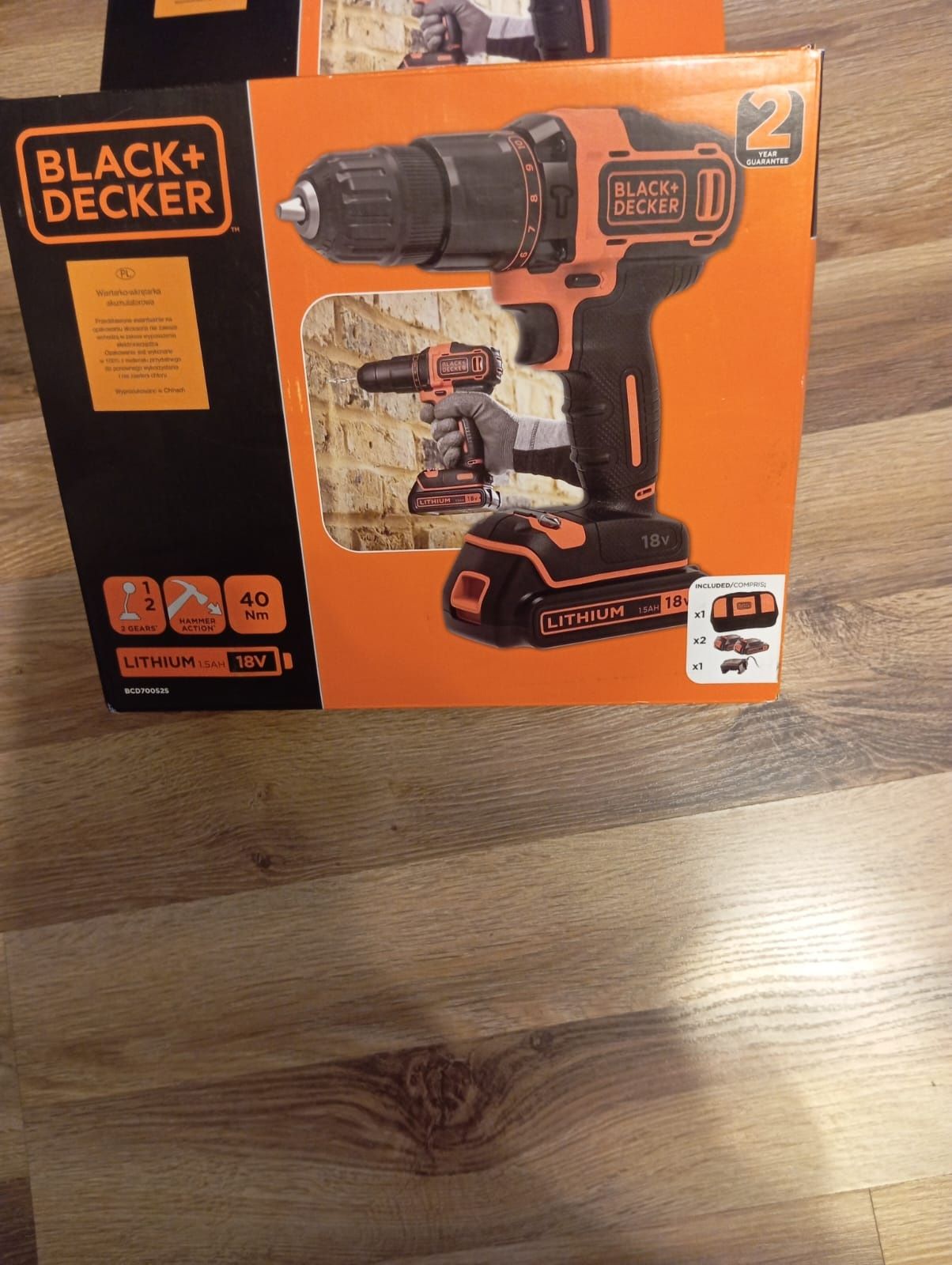Wiertarko wkrętarka Black&Decker, nowa, udar, 40Nm, 2 akumulatory,gwar