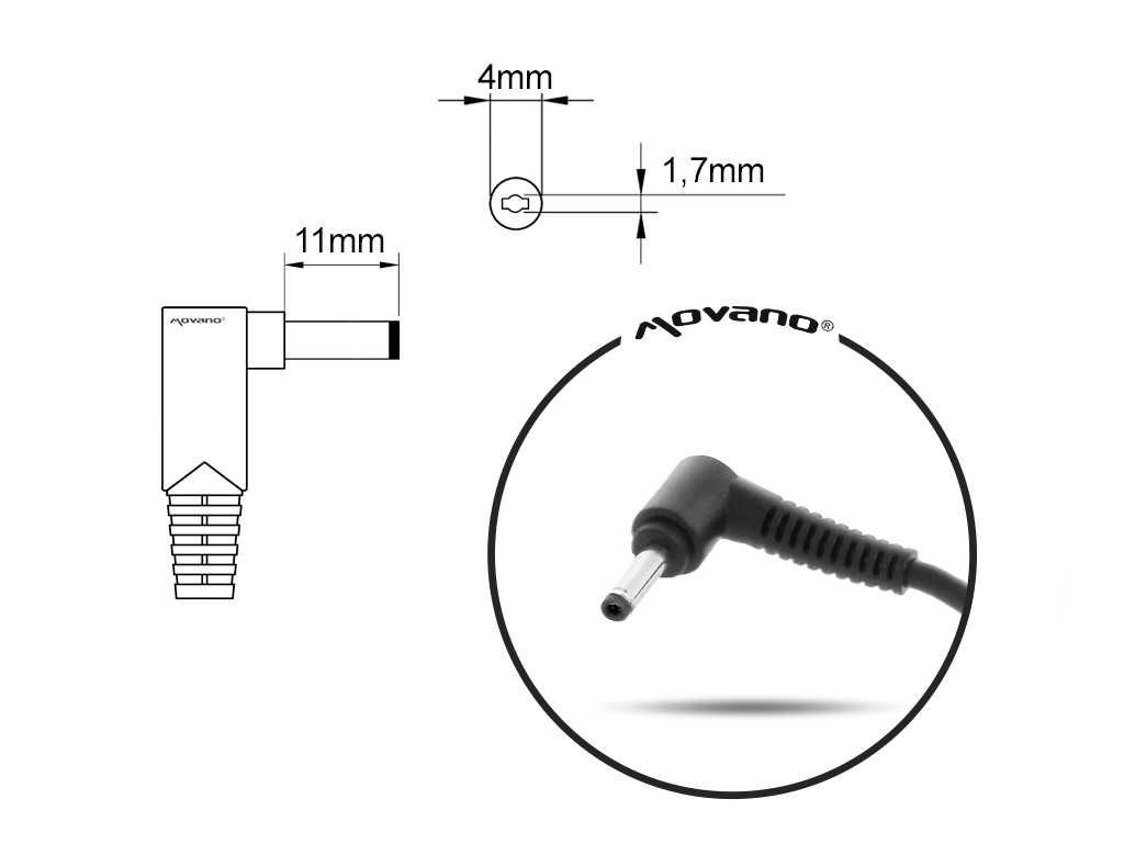 Zasilacz Ładowarka Movano 19v 3.42a (4.0x1.7) 65W Do Huawei Xiaomi