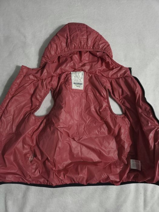 różowa granatowa kamizelka bezrękawnik z kapturem ciepła pikowana 104