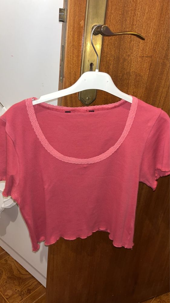 2 tops rosa e branco