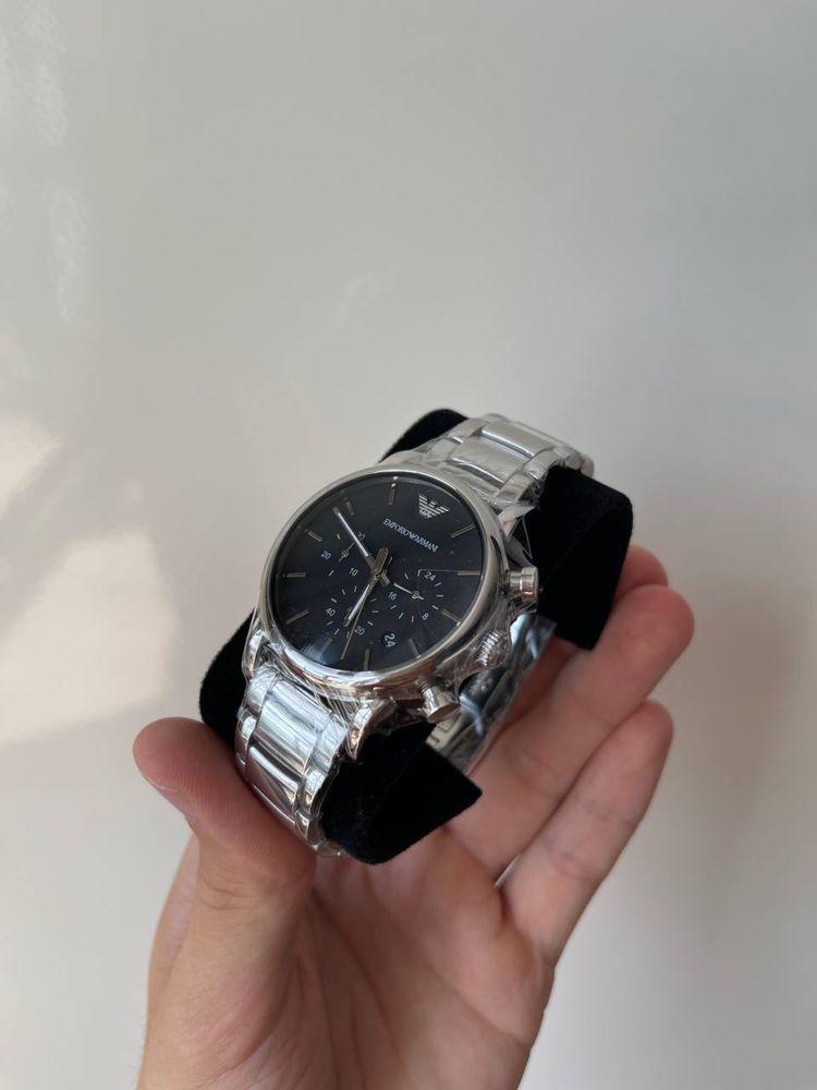 Чоловічий наручний металевий годинник часы emporio armani ar1853